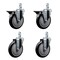 Service Caster 5'' Black Polyurethane Wheel Swivel 3/4'' Square Stem Caster Set 2 Brakes, 4PK SCC-SQ20S514-PPUB-BLK-PLB-34-2-S-2 - alternate 1
